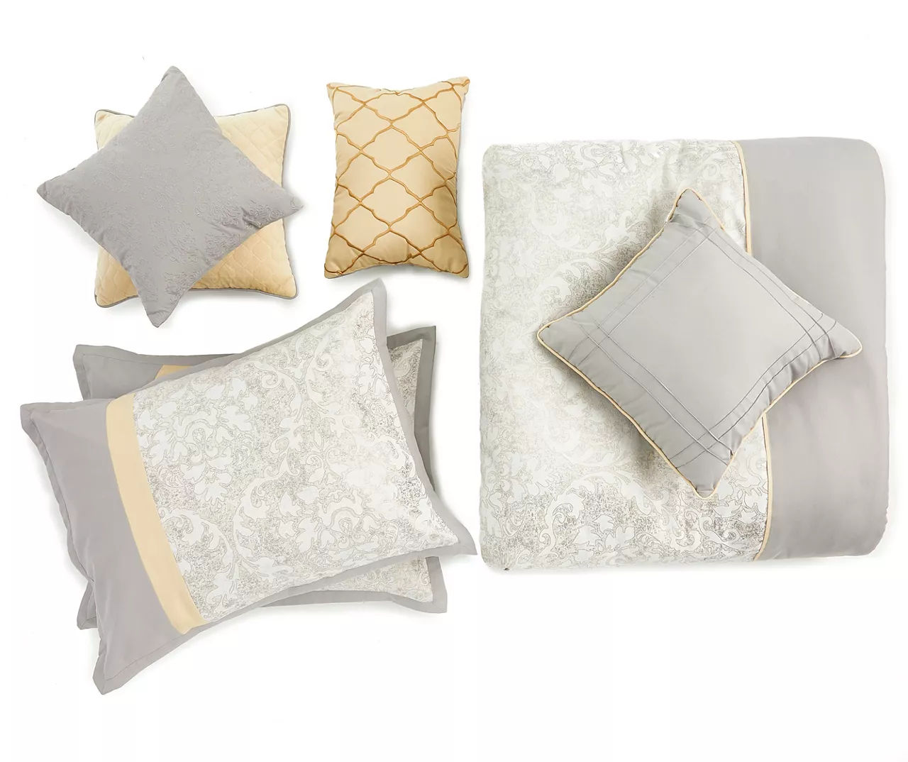 Broyhill Samille Gray & Mustard 8-Piece Comforter Set 7 Broyhill Samille Gray & Mustard 8-Piece Comforter Set - Image 5