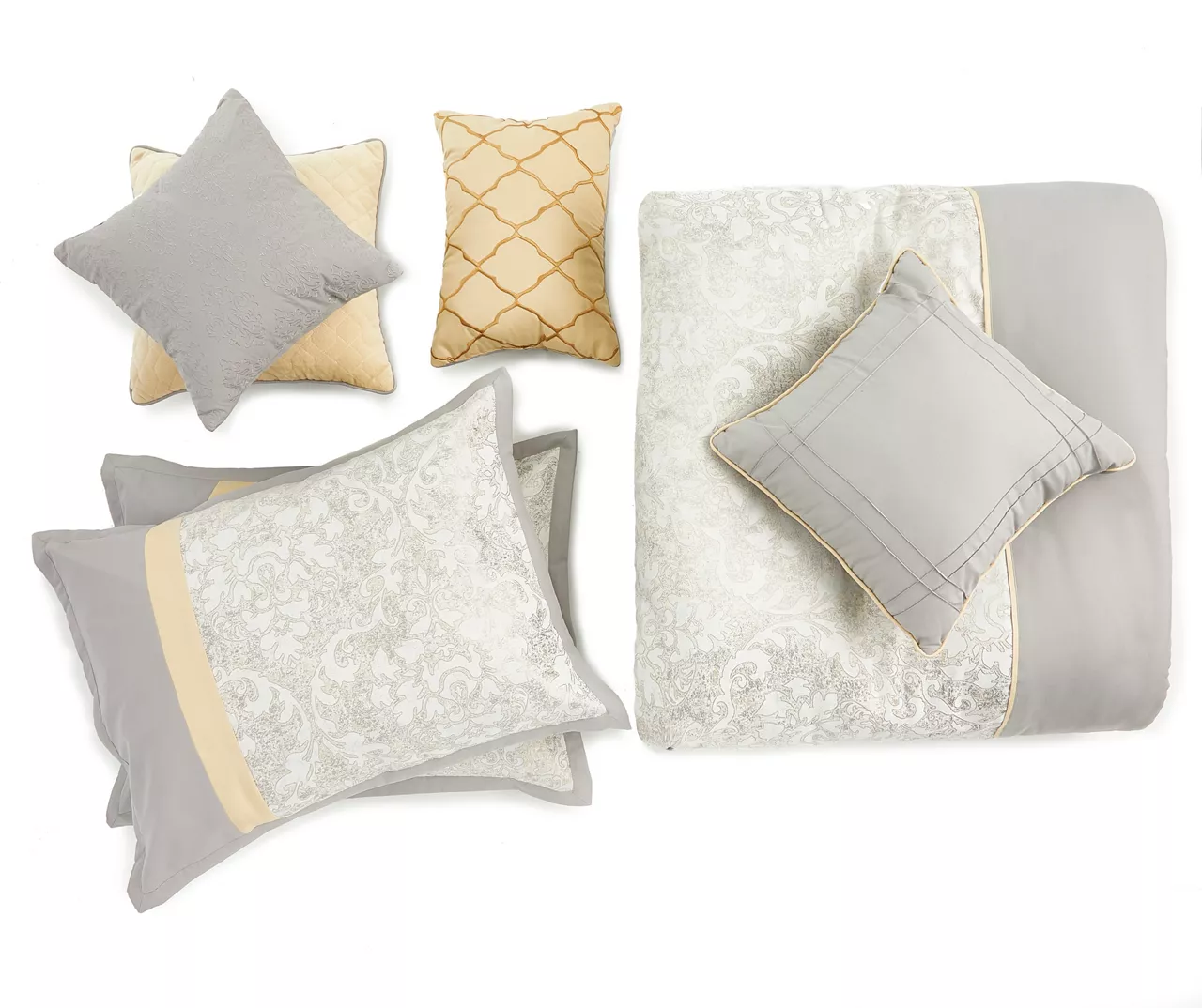 Broyhill Samille Gray & Mustard 8-Piece Comforter Set 5 Broyhill Samille Gray & Mustard 8-Piece Comforter Set - Image 3