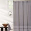 Frost Gray & White Trim Fabric Shower Curtain 2 Frost Gray & White Trim Fabric Shower Curtain -Broyhill 810460541 1