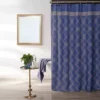 Denim Blue Geometric Fabric Shower Curtain -Broyhill 810460544 1