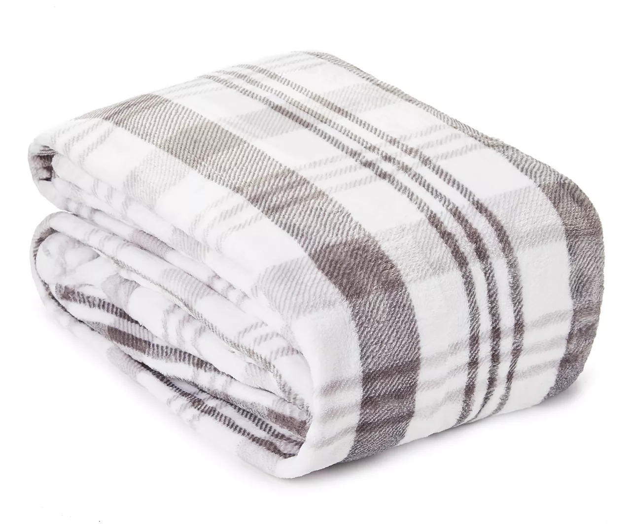 Gray & White Plaid Velvet Plush Queen/King Blanket 4 Gray & White Plaid Velvet Plush Queen/King Blanket - Image 2