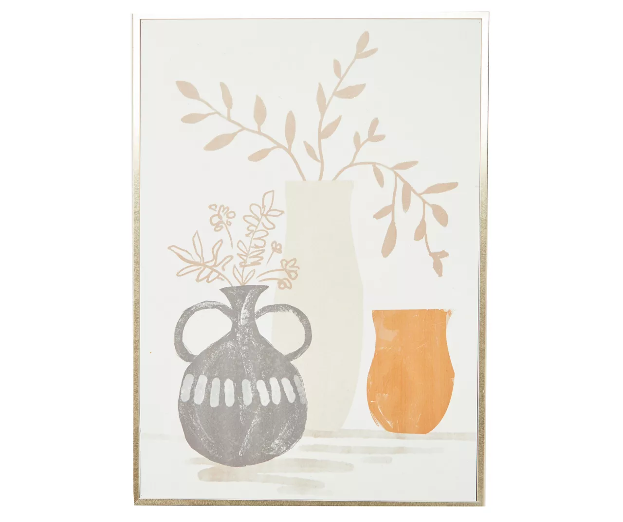 Orange, Gray & White Potted Plants Framed Canvas 3 Orange, Gray & White Potted Plants Framed Canvas