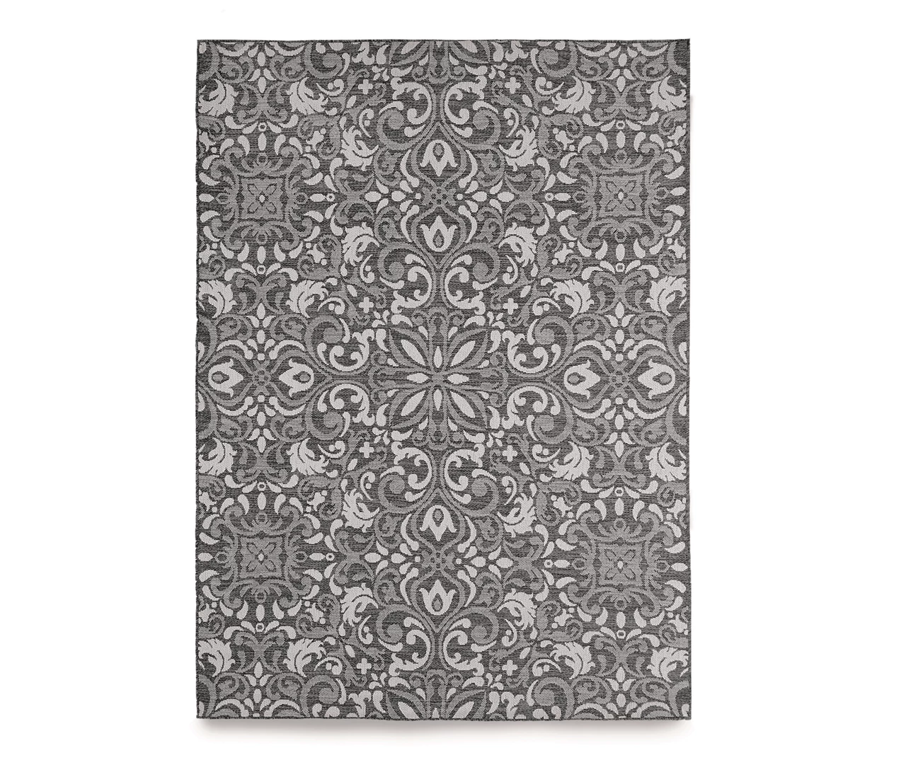 Broyhill Sandpointe Granite & Ecru Damask Outdoor Area Rug 4 Broyhill Sandpointe Granite & Ecru Damask Outdoor Area Rug - Image 2