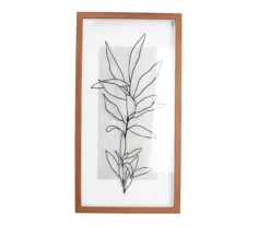 Black & Brown Botanical Line Drawing Leafy Plant Framed Wall Art