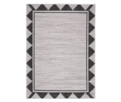 Broyhill Gray & Black Geometric Border Outdoor Area Rug -Broyhill 810547883 810547882 810547881 1