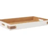 White Decorative Tray With Brown Faux Leather Accents 2 White Decorative Tray With Brown Faux Leather Accents -Broyhill 810552397