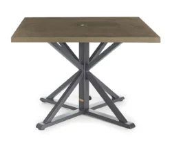 Autumn Cove Light Brown Wood Look Square Steel Patio Dining Table