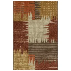 Broyhill Brown & Red Abstract Patchwork Accent Rug -Broyhill 810557651 1
