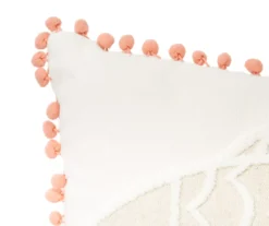 Tan & White Fish Throw Pillow With Pom-Pom Trim -Broyhill 810557802 2