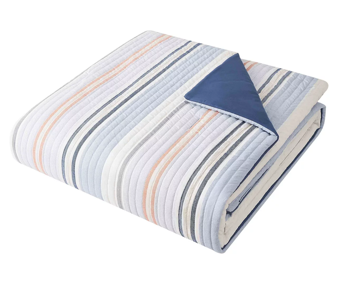 Broyhil Blue & Coral Stripe Comforter Set 9 Broyhil Blue & Coral Stripe Comforter Set - Image 7