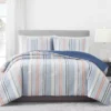 Blue & Coral Stripe Full/Queen 3-Piece Comforter Set 2 Blue & Coral Stripe Full/Queen 3-Piece Comforter Set -Broyhill 810558693 1