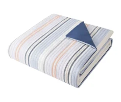 Broyhil Blue & Coral Stripe Comforter Set 13 Broyhil Blue & Coral Stripe Comforter Set -Broyhill 810558693 3 1