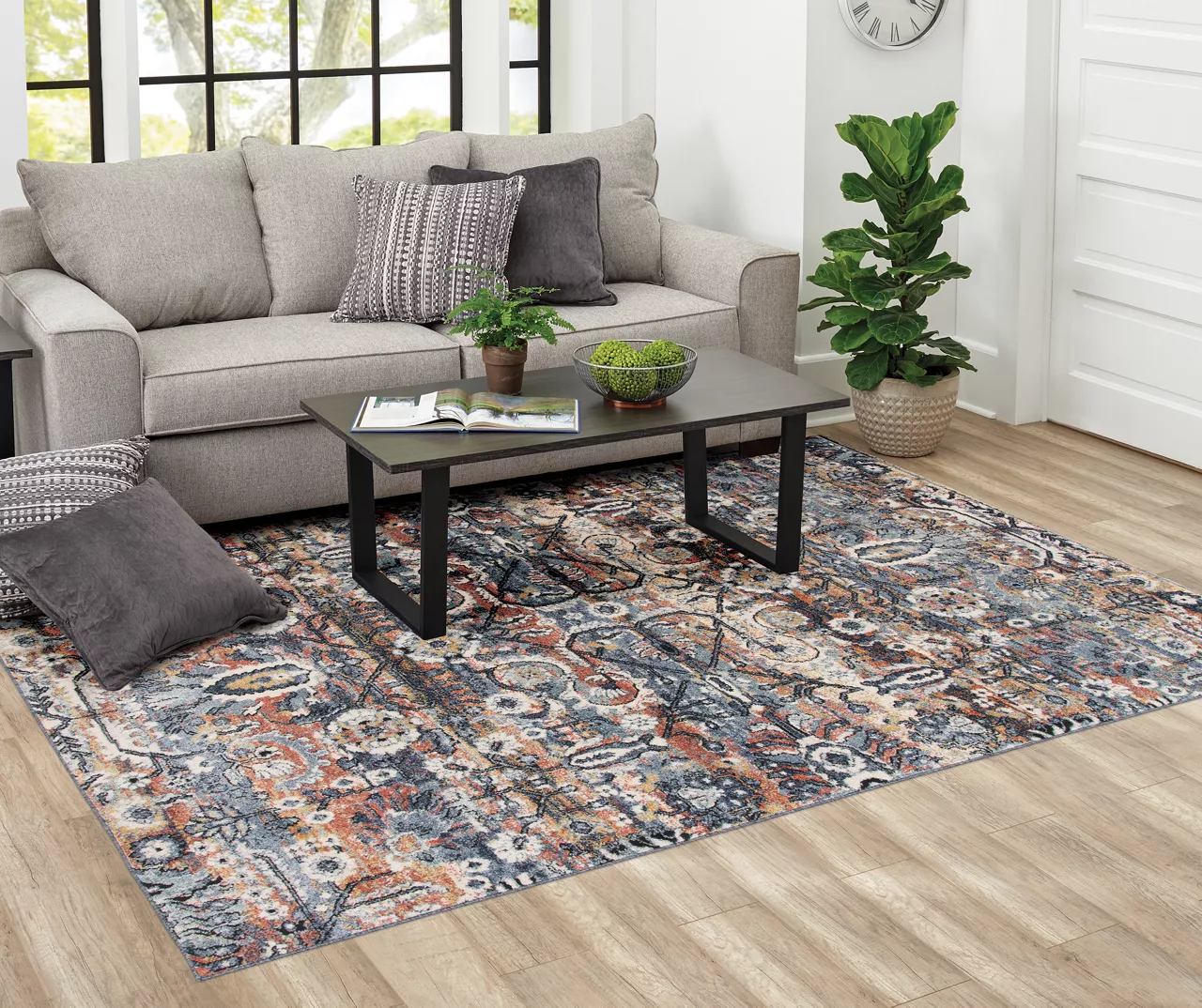 Broyhill Clifton Tan & Rust Floral Geometric Area Rug 4 Broyhill Clifton Tan & Rust Floral Geometric Area Rug - Image 2