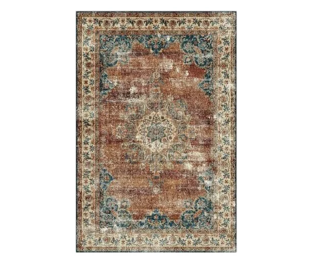 Cleo Rust & Blue Mandala Runner Rug, (2' X 7') 4 Cleo Rust & Blue Mandala Runner Rug, (2' X 7') - Image 2