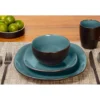 Teal & Black Reactive 16-Piece Stoneware Dinnerware Set -Broyhill 810570677 1