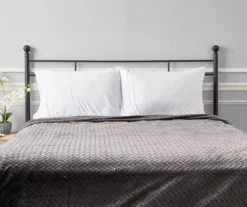 Charcoal Chevron Embossed Velvet Queen Blanket 11 Charcoal Chevron Embossed Velvet Queen Blanket -Broyhill 810573788 810573789 4