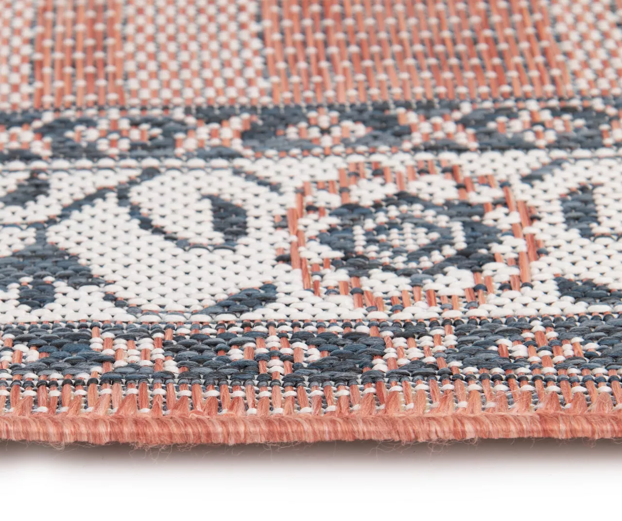 Broyhill Braiden Orange & Navy Floral Medallion Outdoor Area Rug 8 Broyhill Braiden Orange & Navy Floral Medallion Outdoor Area Rug - Image 6