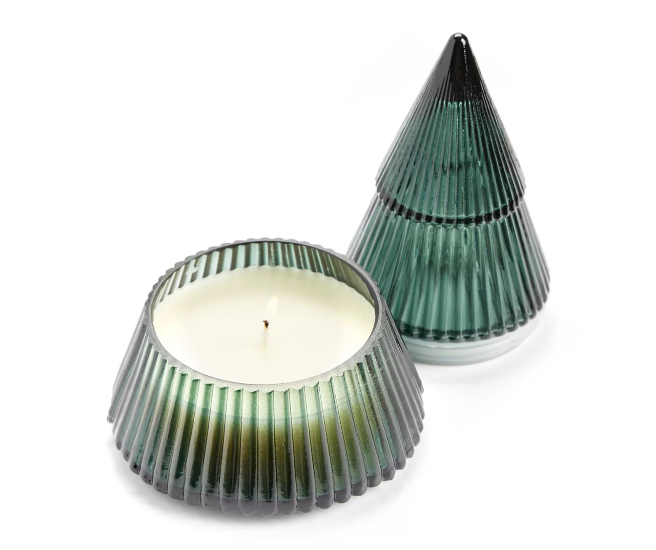 Festive Gathering Frosted Pine & Eucalyptus Glass Tree Candle, 8 Oz. 4 Festive Gathering Frosted Pine & Eucalyptus Glass Tree Candle, 8 Oz. - Image 2