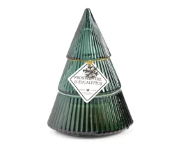 Festive Gathering Frosted Pine & Eucalyptus Glass Tree Candle, 8 Oz.