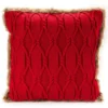 Red Cable-Knit Faux Fur-Trim Throw Pillow -Broyhill 810617278 A0 1