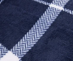 Navy & White Plaid Twin/Full Velvet Plush Blanket 7 Navy & White Plaid Twin/Full Velvet Plush Blanket -Broyhill 810617521 810617523 A8 2 1