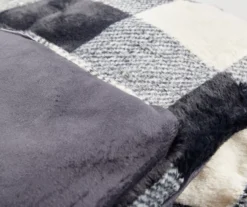 Black & White Buffalo Check Faux Fur King Comforter 9 Black & White Buffalo Check Faux Fur King Comforter -Broyhill 810617563 810617564 A8 4 2